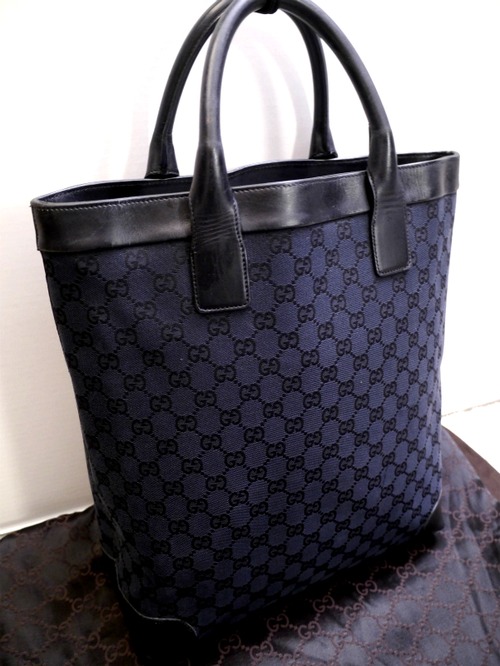 13万◆GUCCI グッチ GGライン ユニセックス A4対応 ビジネス可 キャンバスxレザー トート ハンド バッグ◆ 書類対応で通勤通学に大活躍