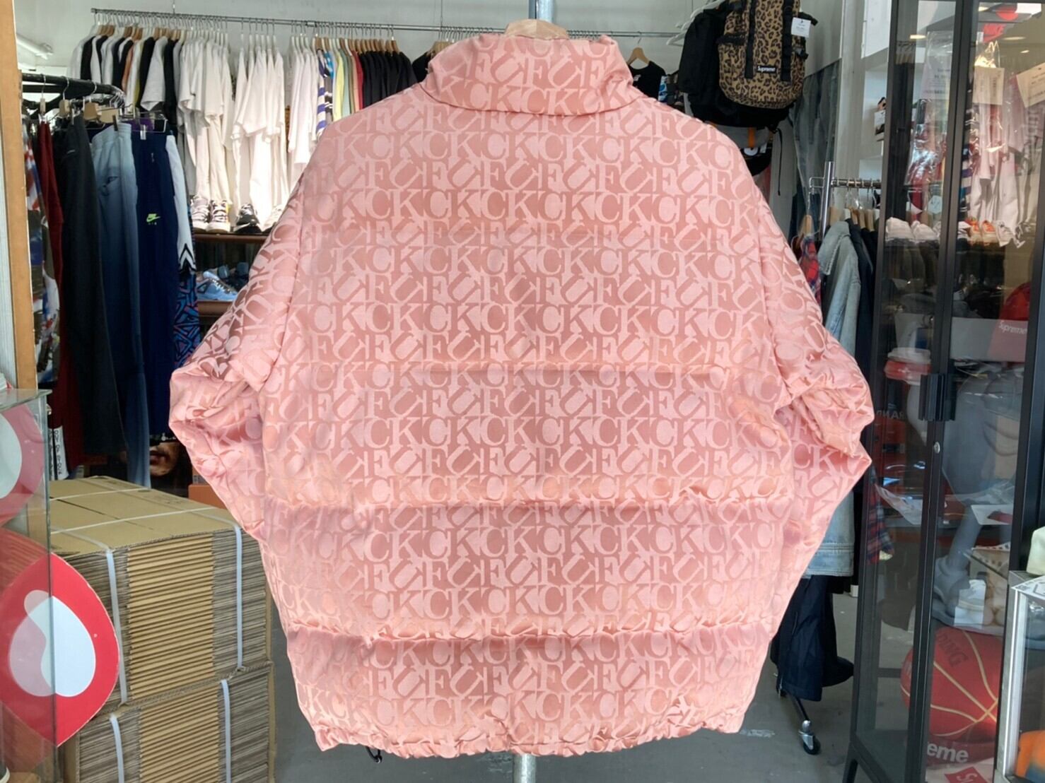 Supreme FUCK JACQUARD PUFFY JACKET PINK SMALL 21764 | BRAND BUYERS 