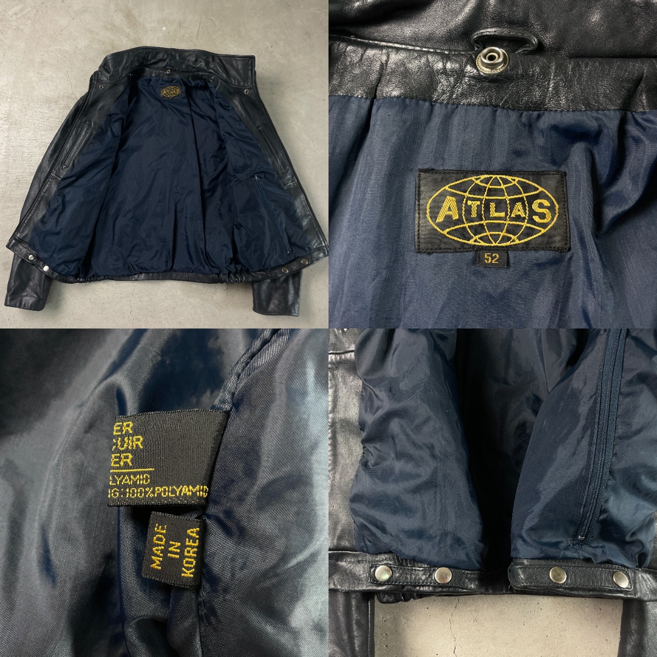 80年代 民間品 フランス軍タイプ レザージャケット メンズL相当 古着 