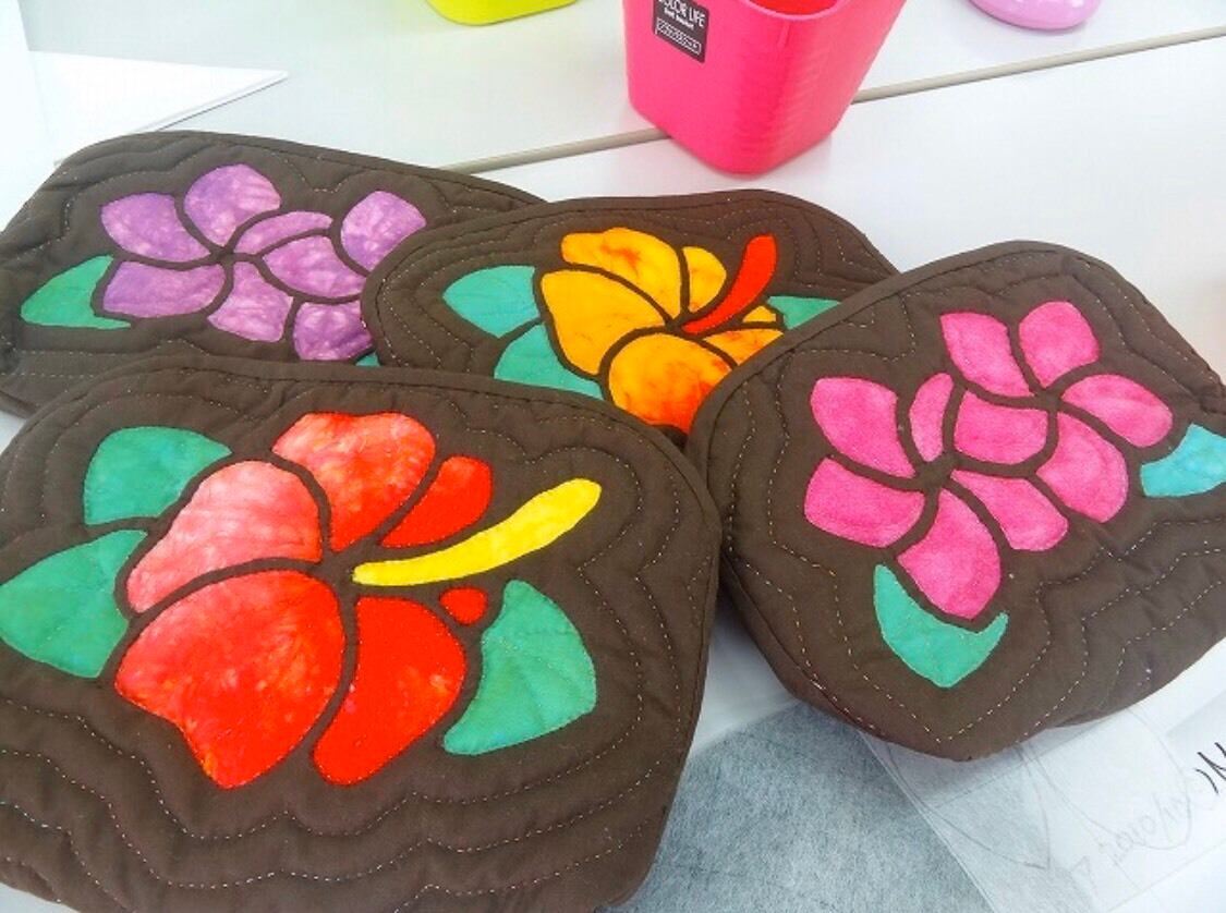 ポーチ型紙】ステンドポーチ（ハイビスカス＆プルメリア