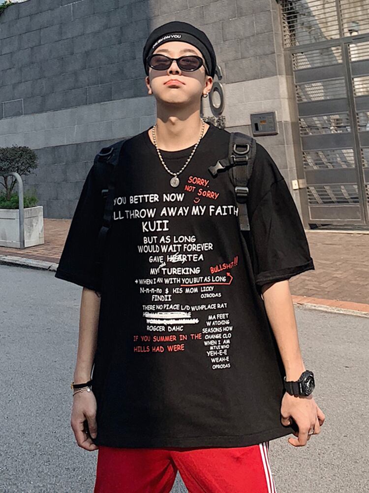 全3色 Tシャツ カットソー プリント カジュアル シンプル