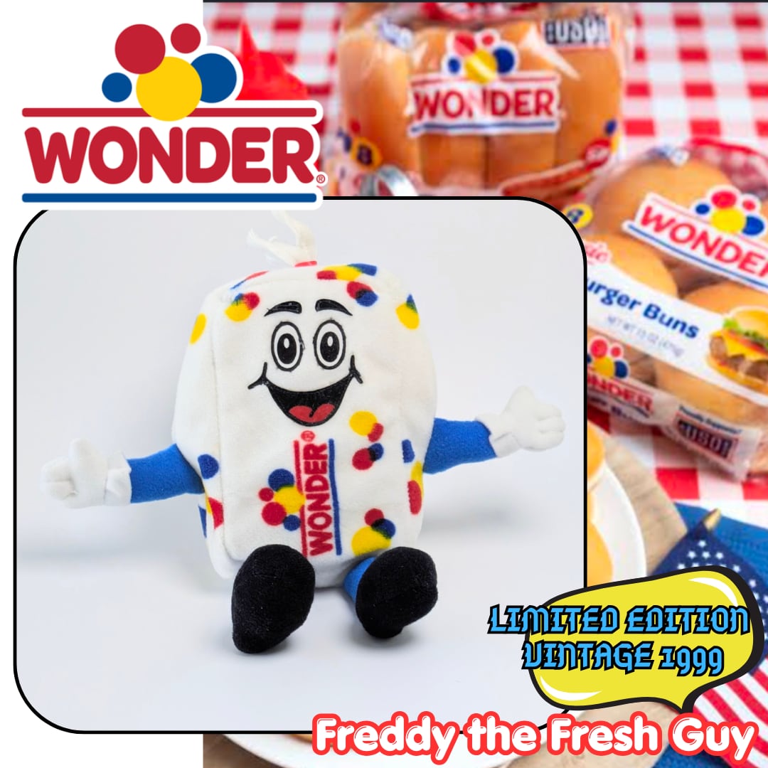 ☆ VINTAGE 1999 ☆【 Wonder Bread ( ワンダーブレッド ) 】Snackin Friends『 フレディ・ザ・フレッシュガイ 』ビーンぬいぐるみ / プラッシュ plush〚アメリカン雑貨 アメトイ〛