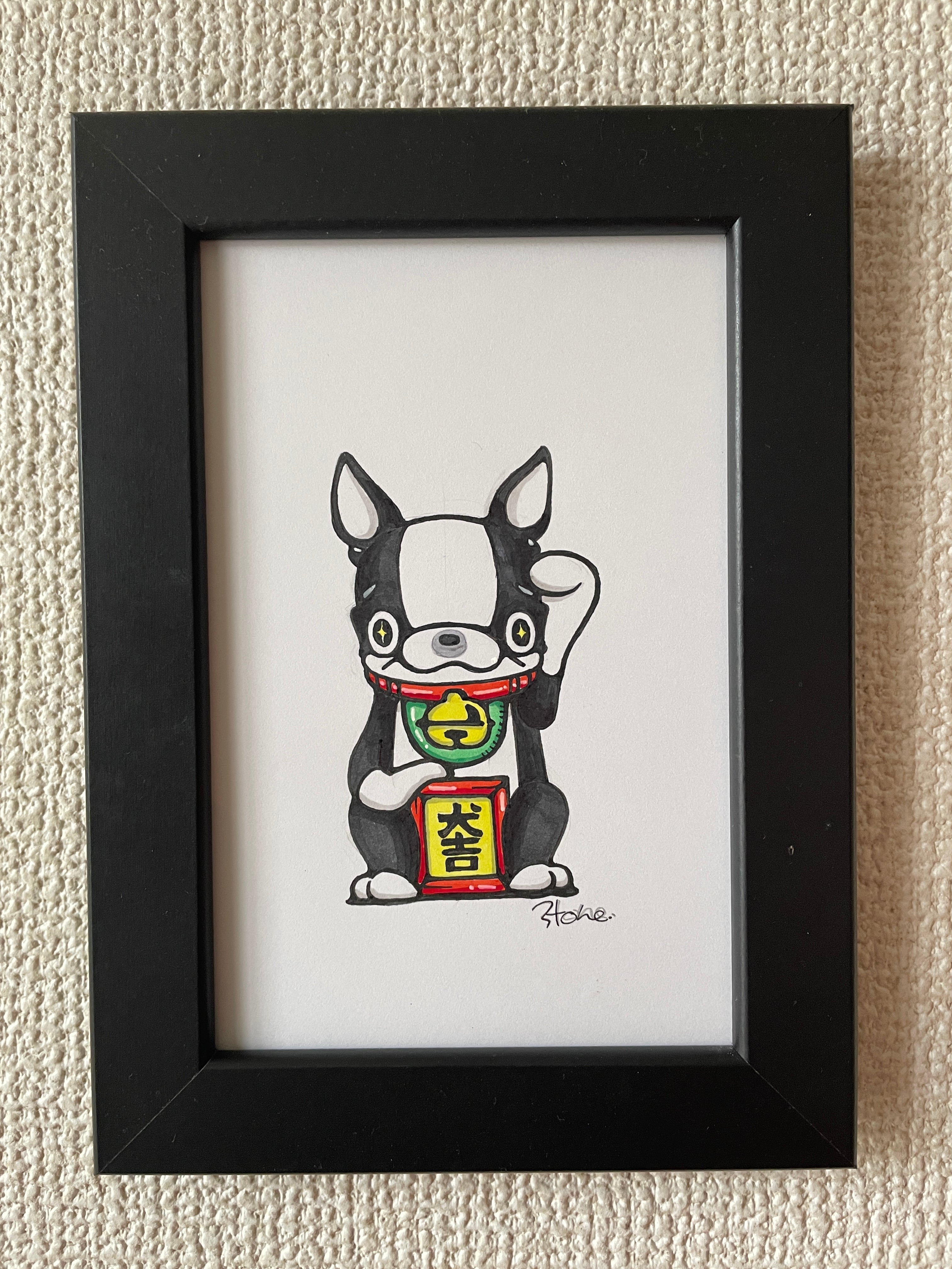 ボストンテリア 招きぼすとん犬吉イラスト 原画 | ぼすとんず