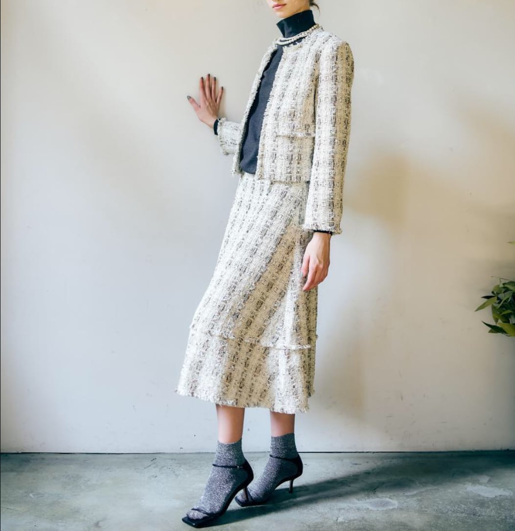 【anana】セットアップ可ラメツイードジャケット a79-032