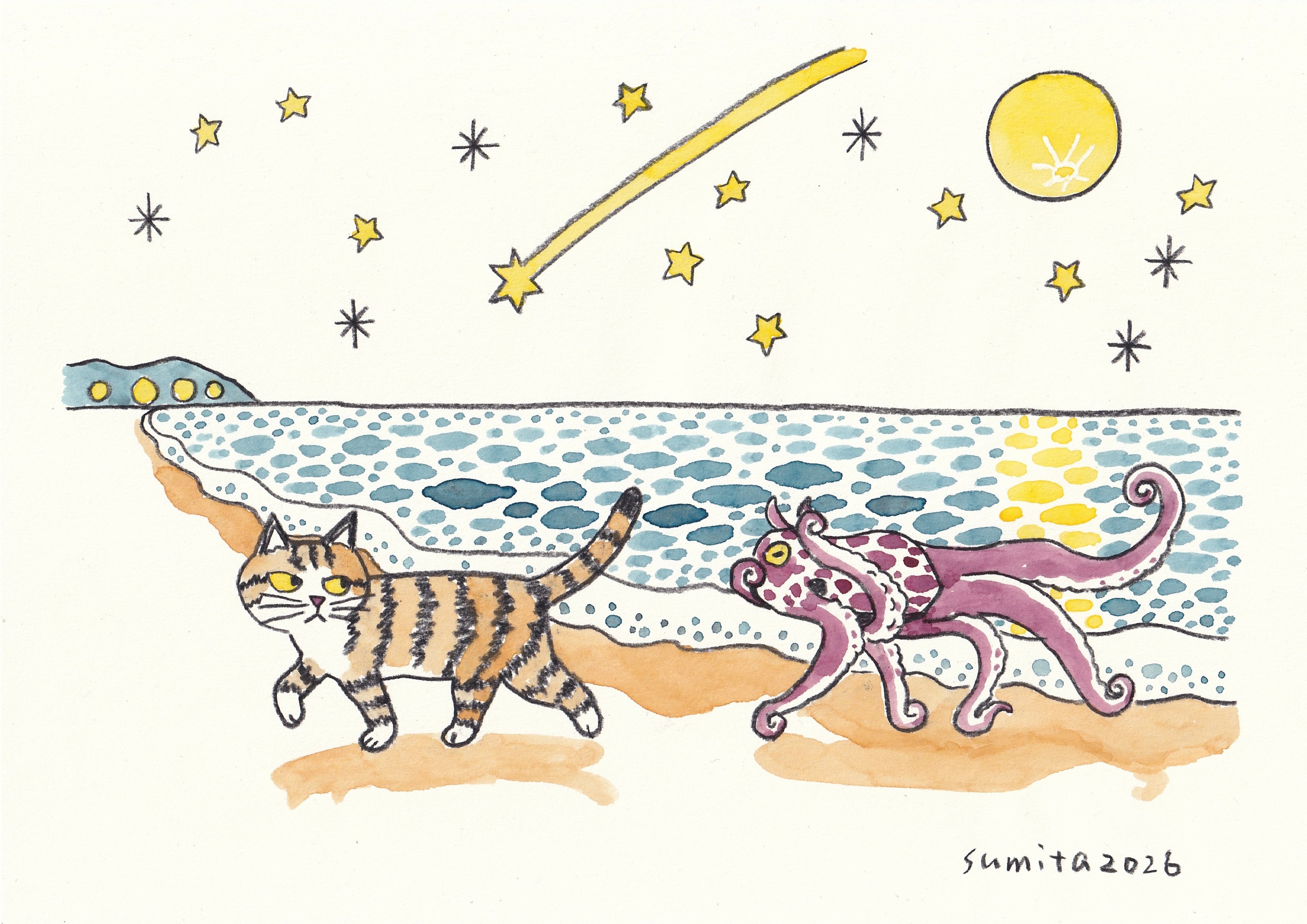 sumita masatakaさん　イラスト　原画　ネコ sumita2025