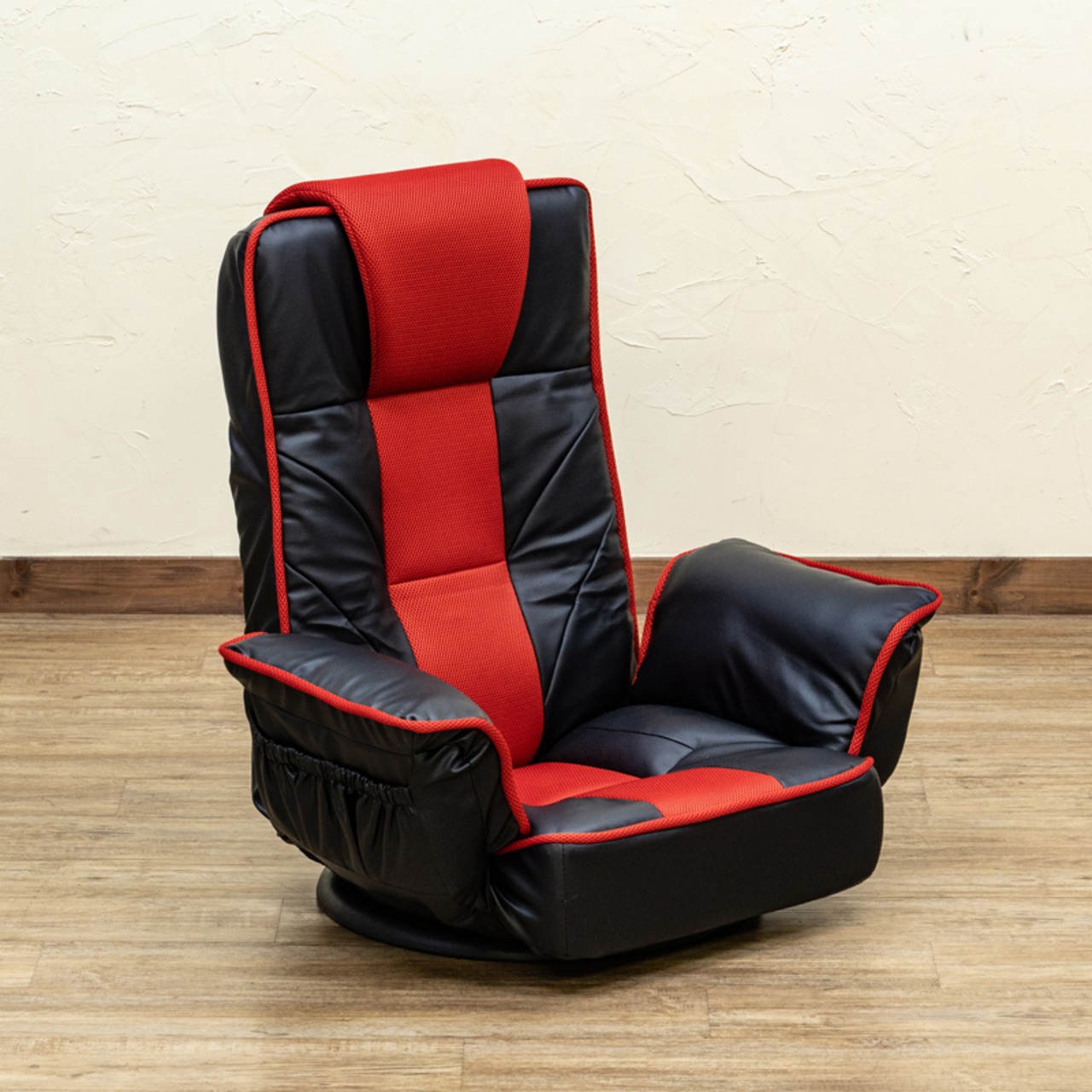 回転式メッシュ肘付座椅子　BK/GR/RD