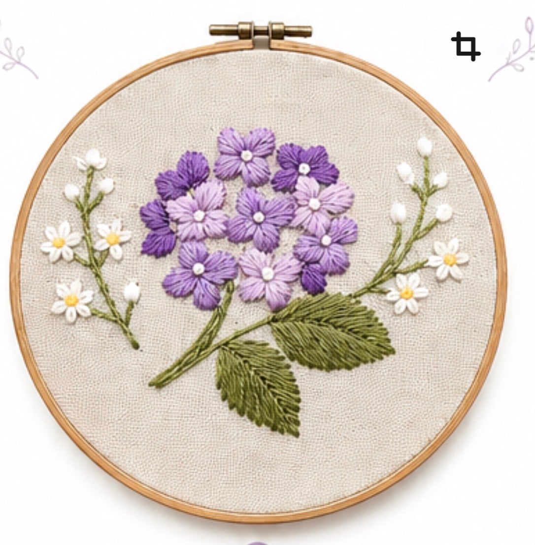 紫陽花と小花の刺繍図案 コピー済み・送料無料 | soraさんの小さな手仕事店