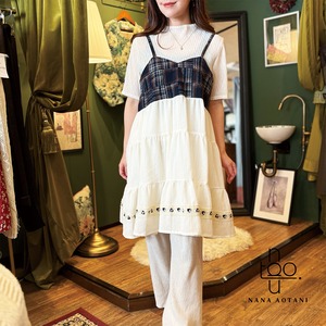 [remake]ブルーチェックキャミワンピース