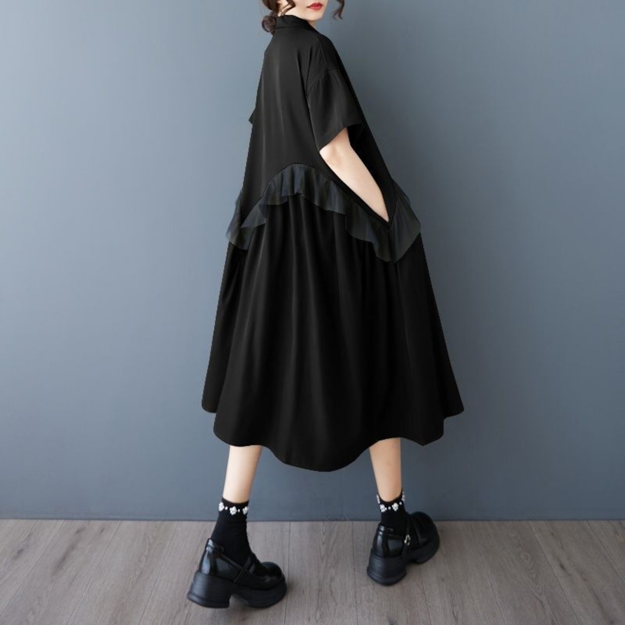 イレギュラーフリル ワンピース 30074