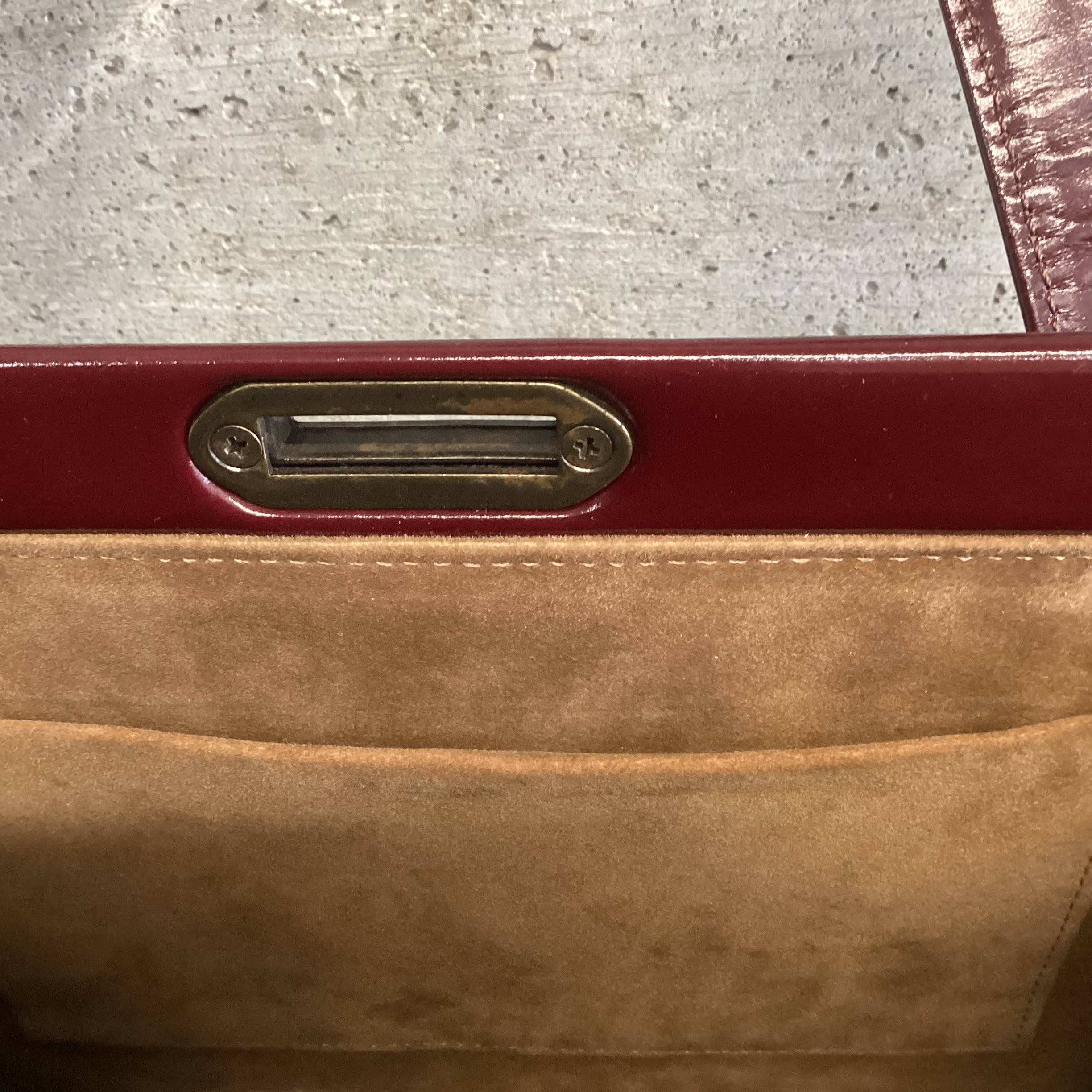 KATHARINE HAMNETT wine red square bag | 古着屋 SAJI