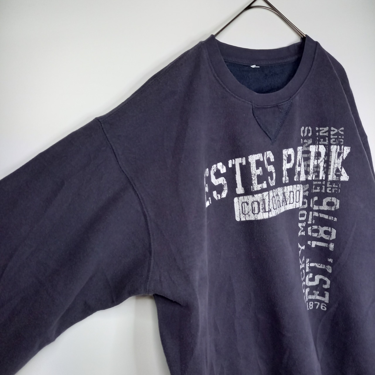 クルーネック　プリント　スウェット　トレーナー　ガゼット　ネイビー