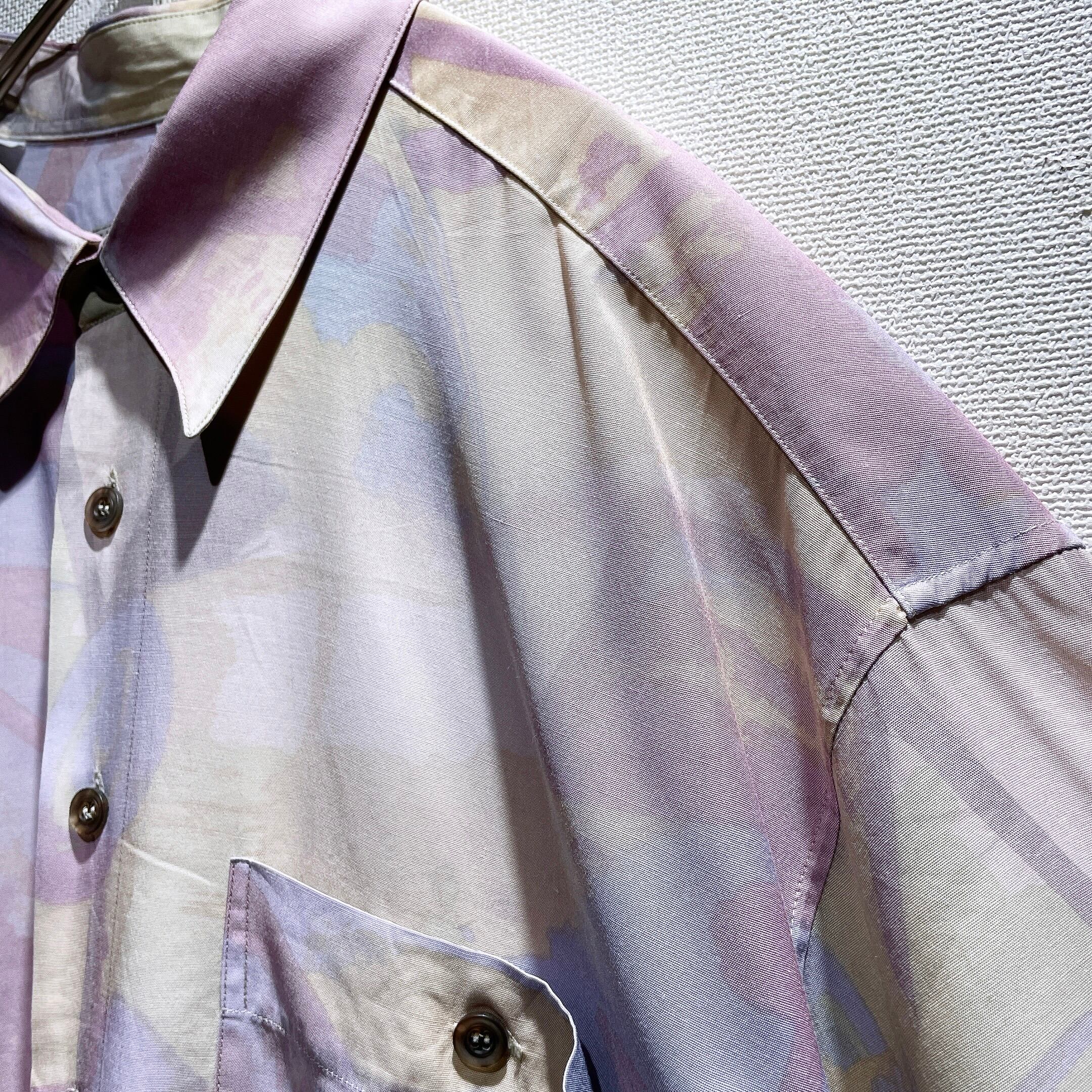 1990s Water color painting Design vintage Drape loose SS shirt