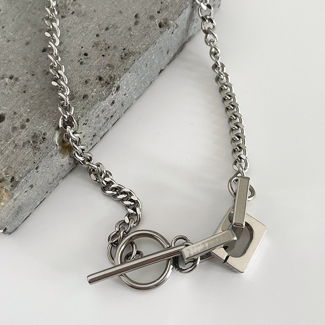 metal chain necklace geometric pattern t-bar clasp type mr0601