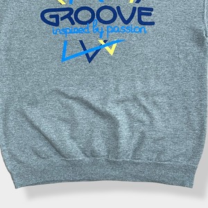 【JERZEES】GROOVE バックプリント ワンポイントロゴ ハーフジップ スウェット プルオーバー グレー L US古着