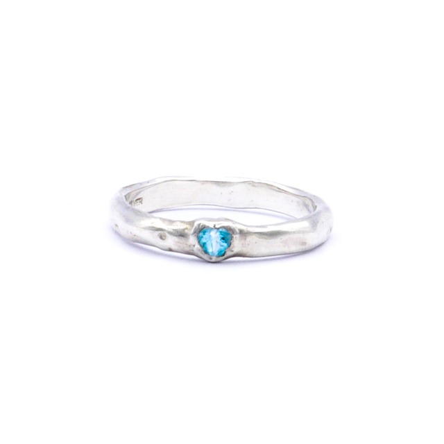 "Melty Heart series" basic S ring with color stone - silver