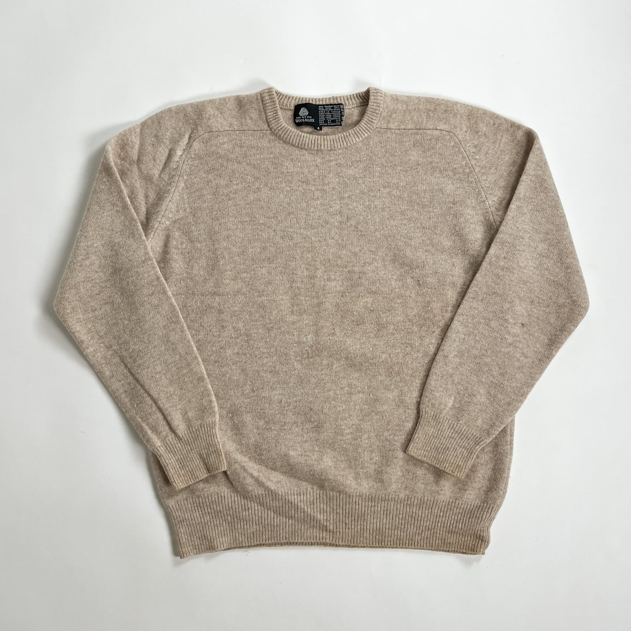 1990s Beige Wool Crew Neck Sweater