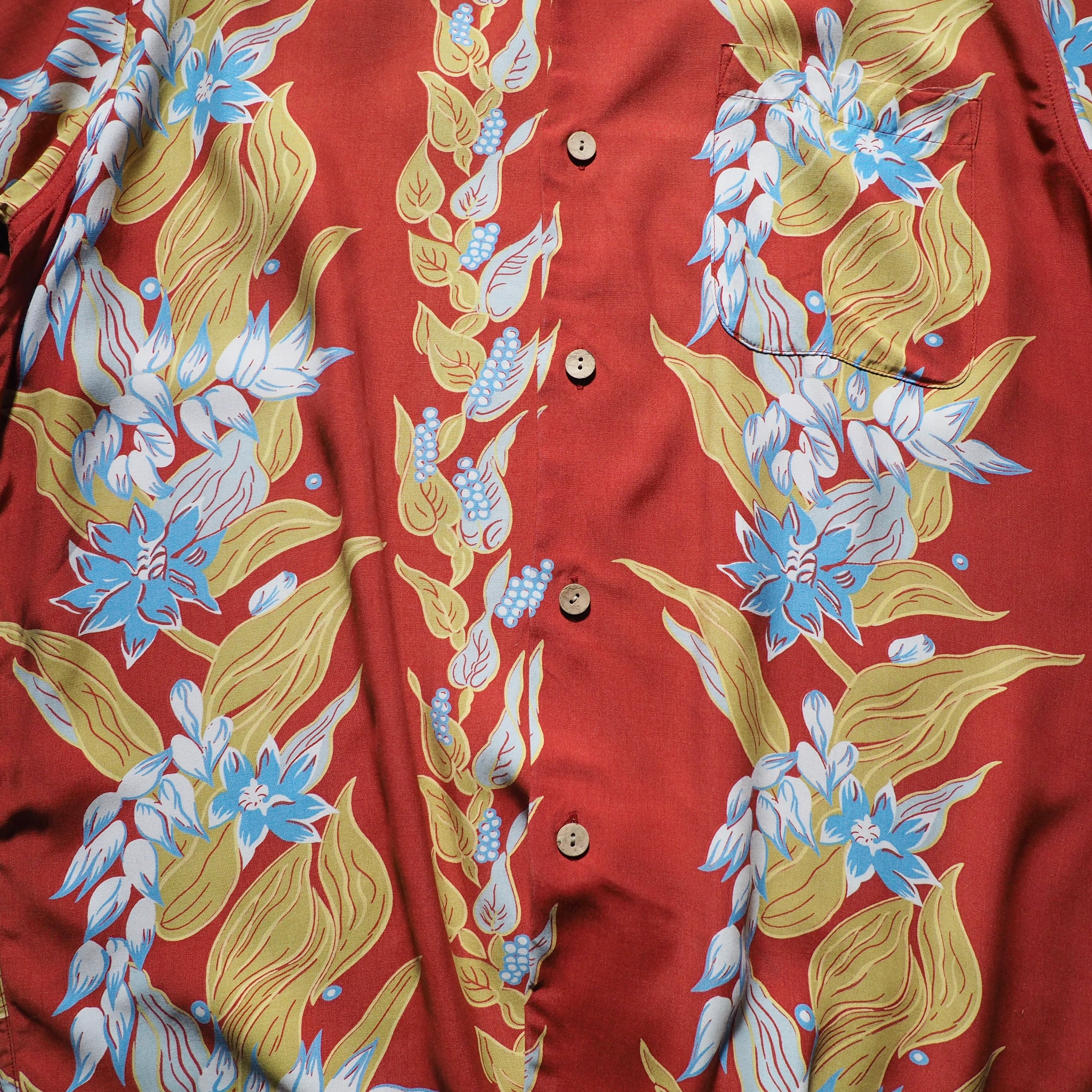1990s Tropical flower printed vintage open collar SS shirt