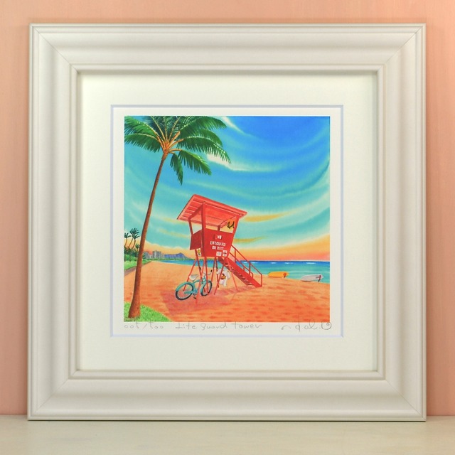 栗乃木ハルミ「Life guard tower」 Lタイプ　絵画・ 額入りアート