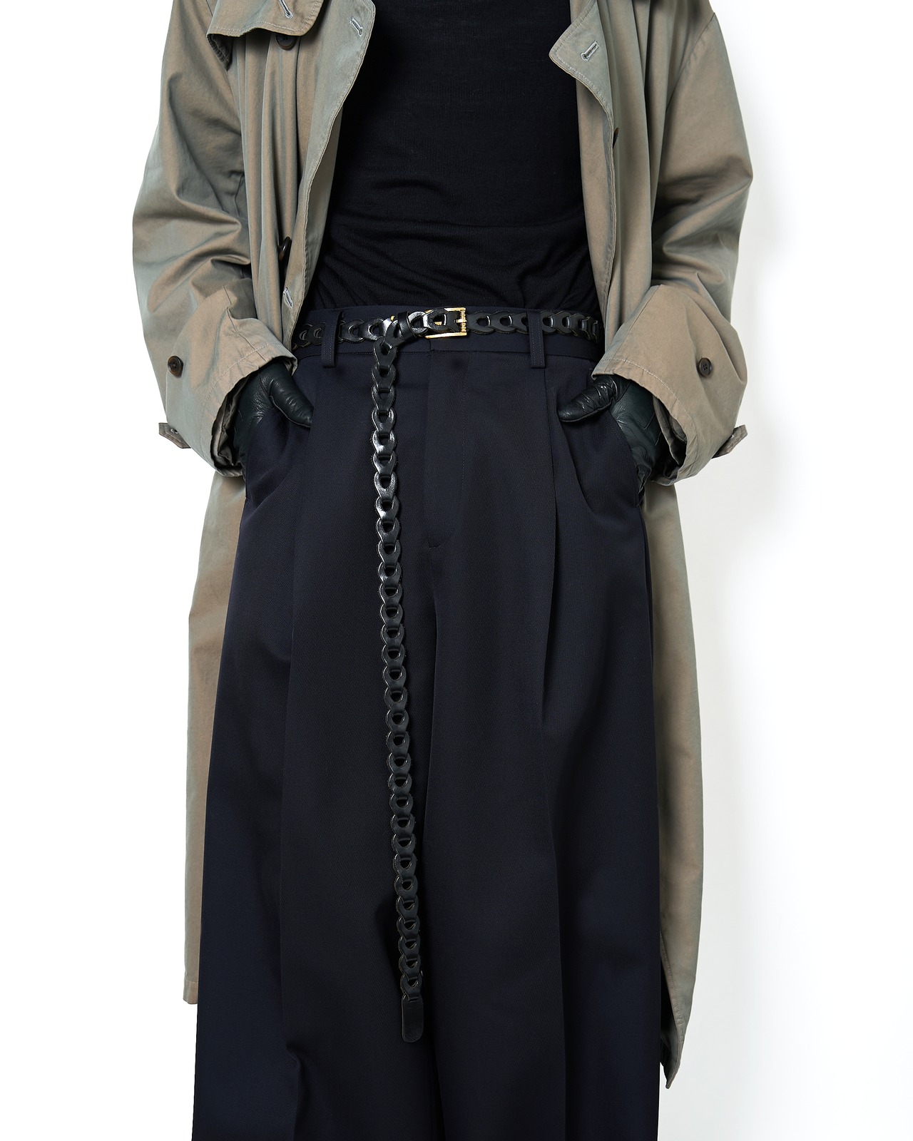 m's braque×ilmicio "Boho 20 MESH LEATHER LONG BELT〔DARK BROWN〕"
