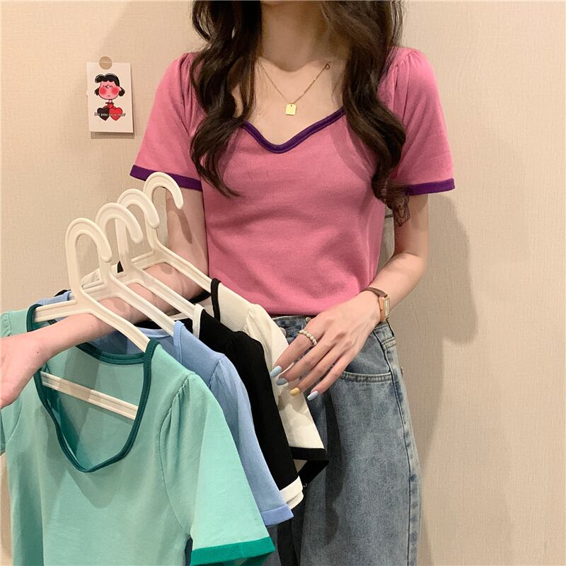 Tシャツ 薄手サマーVネックスリムニットトップス 夏物 1号婦人13666106892