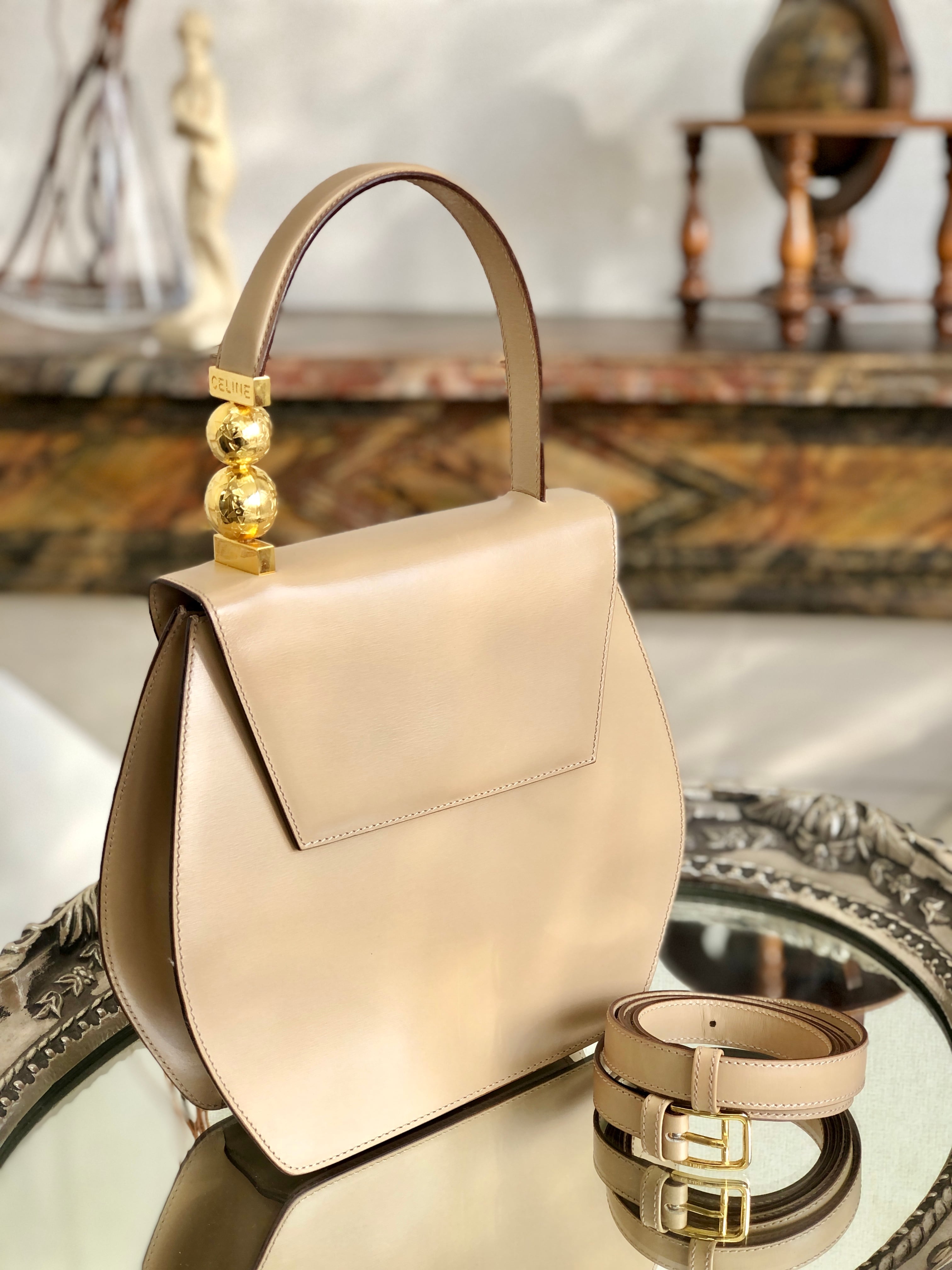 CELINE セリーヌ　スターボール　レザー　2way　ハンドバッグ　ベージュ　vintage　ヴィンテージ　オールドセリーヌ　zder42 |  VintageShop solo powered by BASE