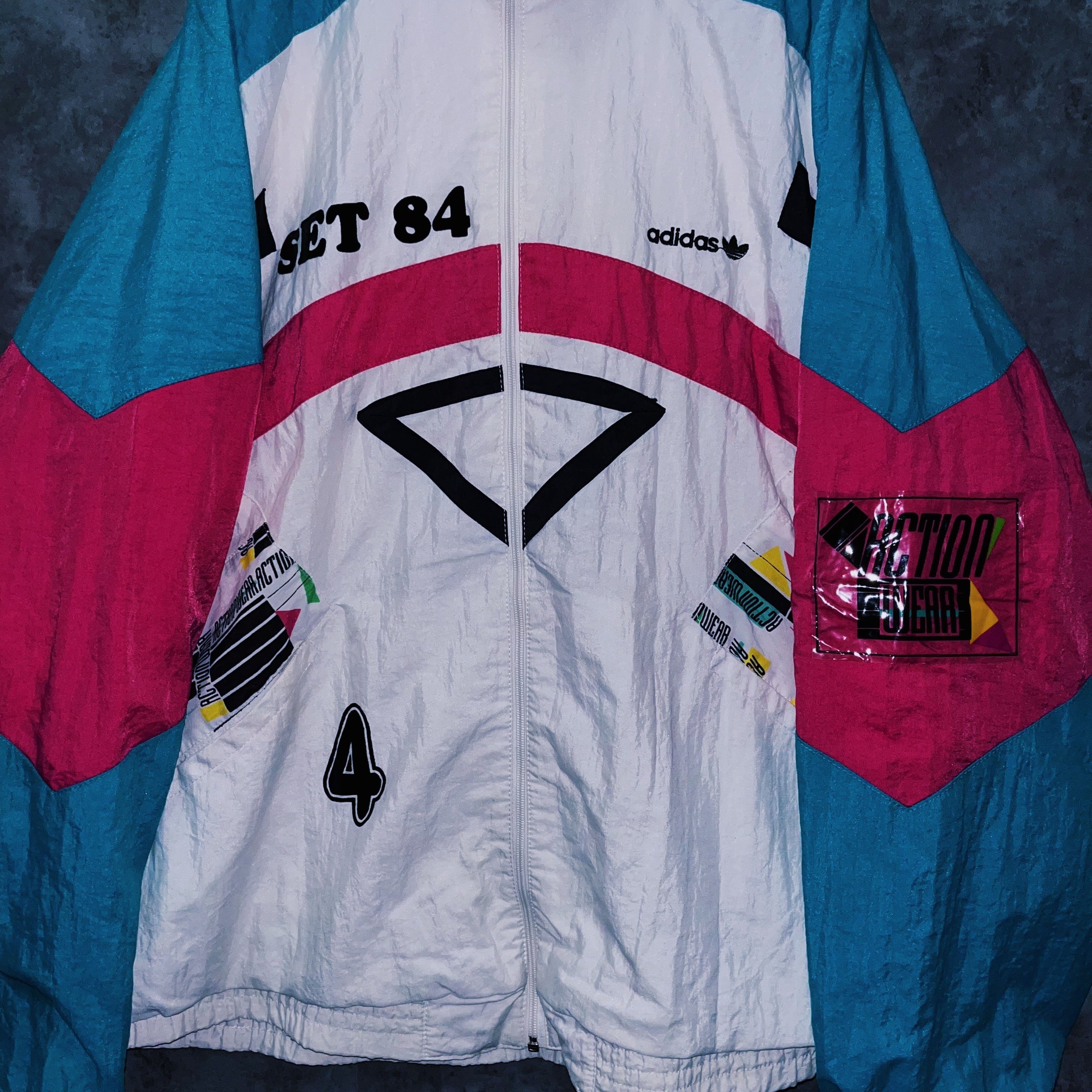 doppio】80's vintage “adidas” switching color design Nylon track