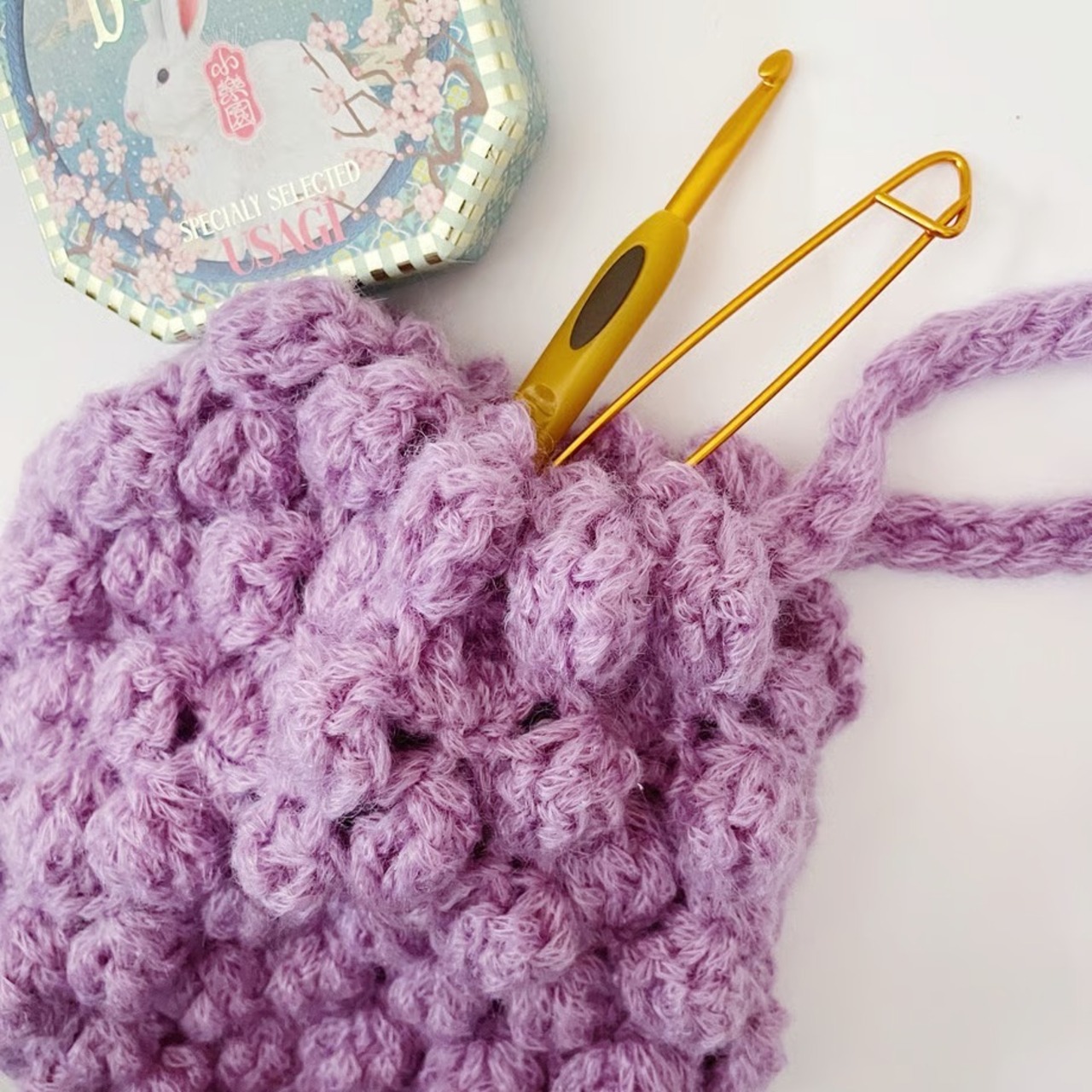 [Pattern] キッドモヘアのポコポコボンネットC