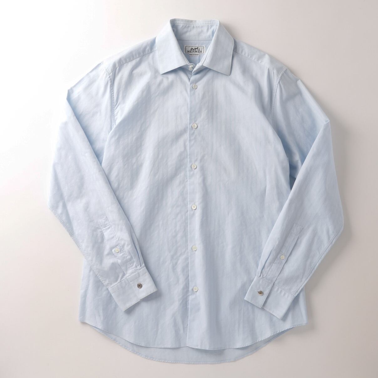 定価10万】HERMES special broad cotton Blue stripe shirt made in  