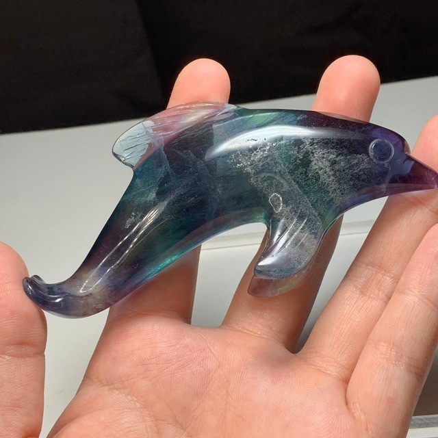 3.極上☆超透明！多彩な色合い☆イルカフローライト置物