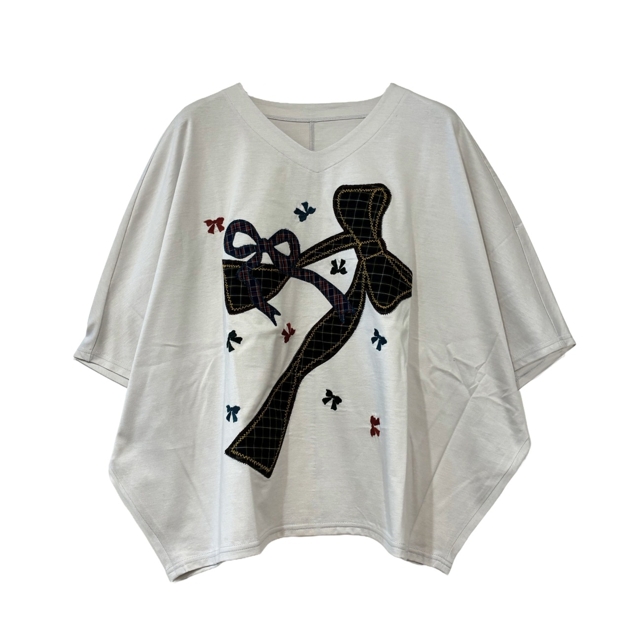 【最新作】シルケット天竺レイヤードトップス （リボン刺繍）【264-3205】Layered top (with ribbon embroidery)