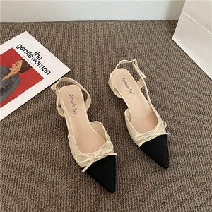 french style pointed toe low heel dress sandals （3color）<s2930>
