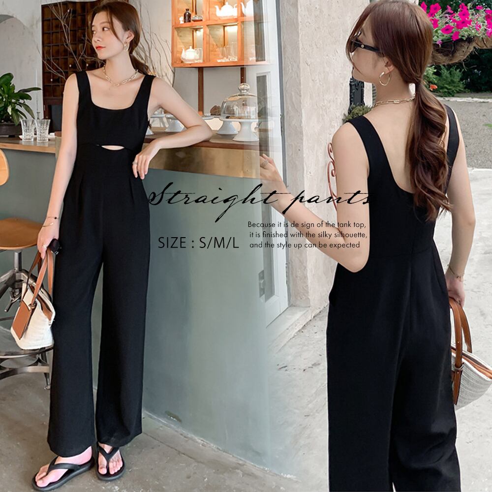 オールインワン サロペット パンツ レディース 韓国 春夏 カジュアル きれいめ 大人 タンクトップ 大人女子 オーバーオール Ritz Chic