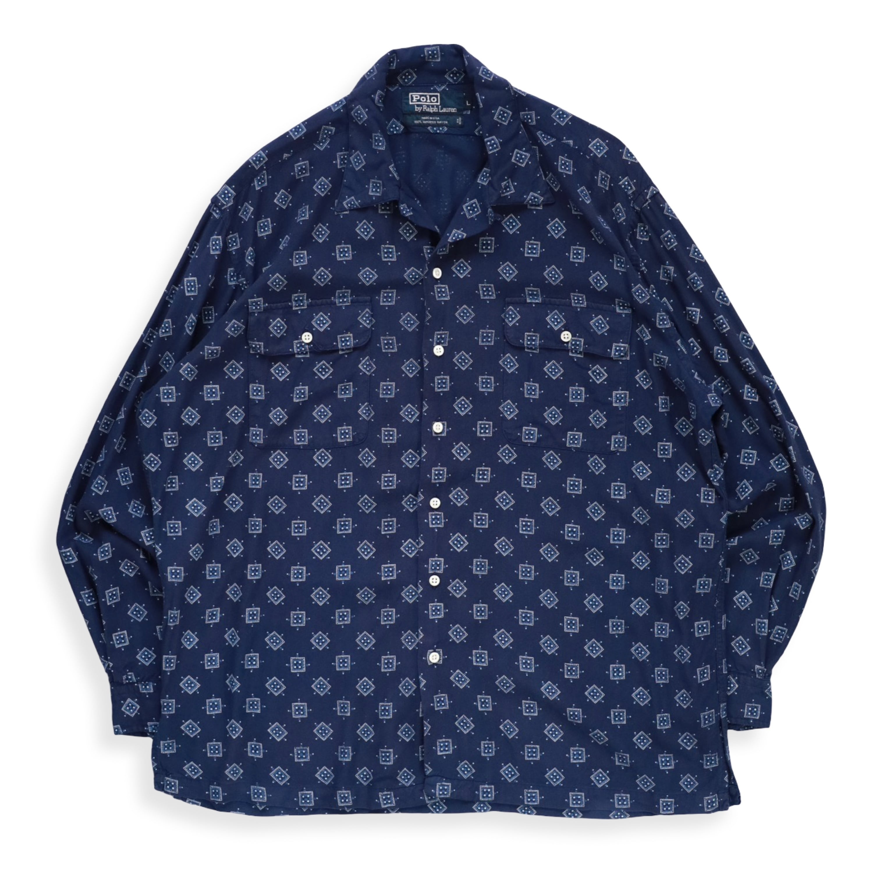 Polo by Ralph Lauren All Over Pattern Rayon Open Collar Shirt