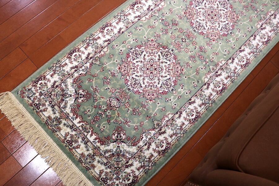 ギフト ペルシャ柄絨毯67×240新品カーペット 玄関マット ゴールド金運