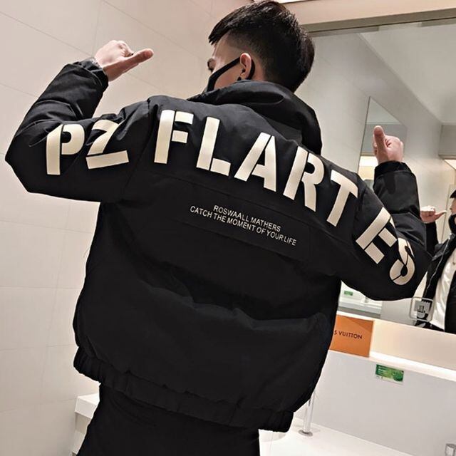 【予約販売】ブルゾン メンズ バックプリント アウター ブラック ショート丈 防寒 お洒落 こなれ感 ベーシック 秋冬 大きいサイズ M/L/XL/2XL/3XL