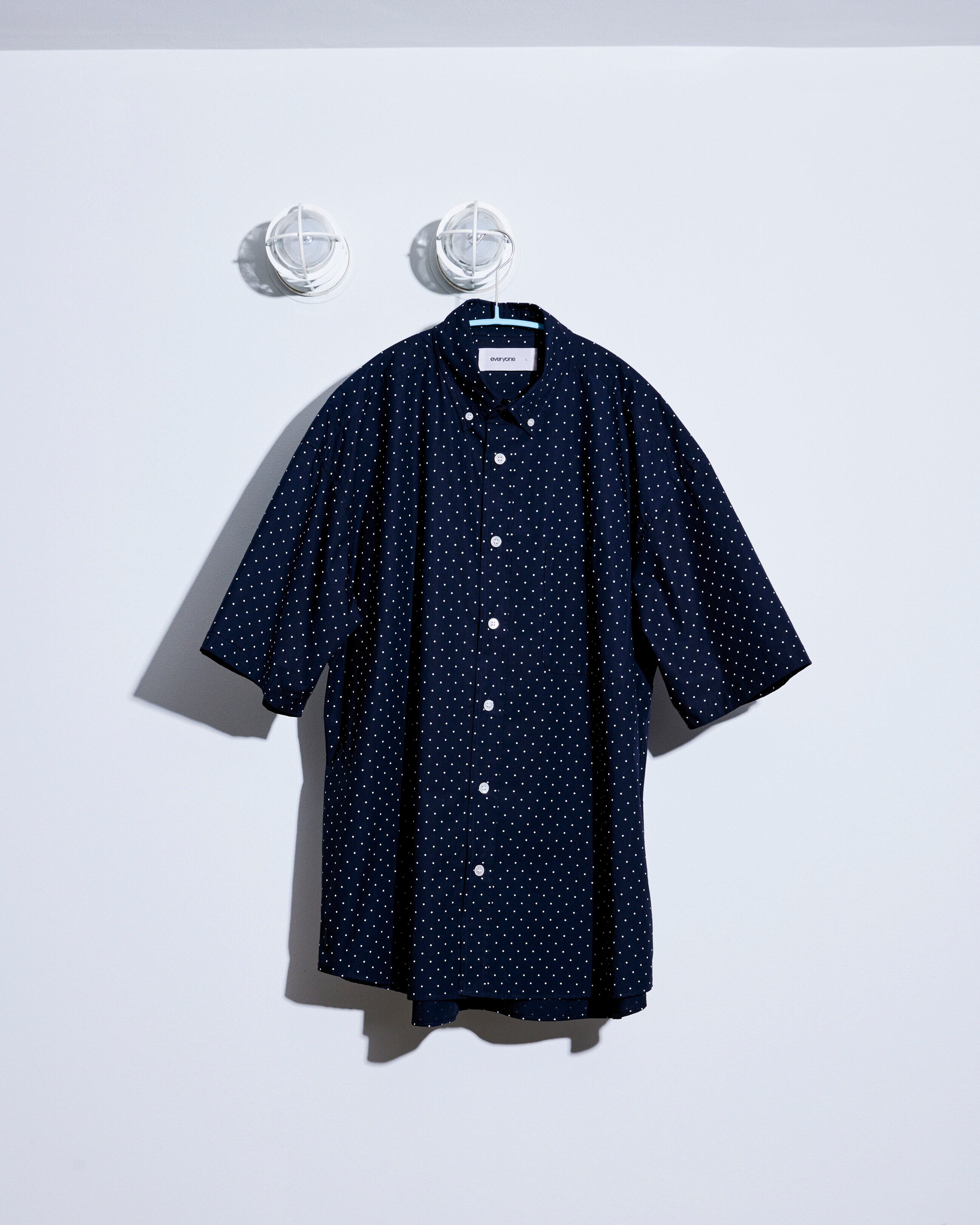 everyone dot button-down short sleeve shirt (NAVY)