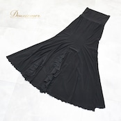 フラメンコ 衣装 ファルダ スカート ブラック系 ハイウエスト 無地 シンプル 練習 レッスン 伸縮 ストレッチ ペチコート フリル ボランテ 上品 重ね着 オールブラック ダンス衣装 イベント ステージ 柔らかい生地