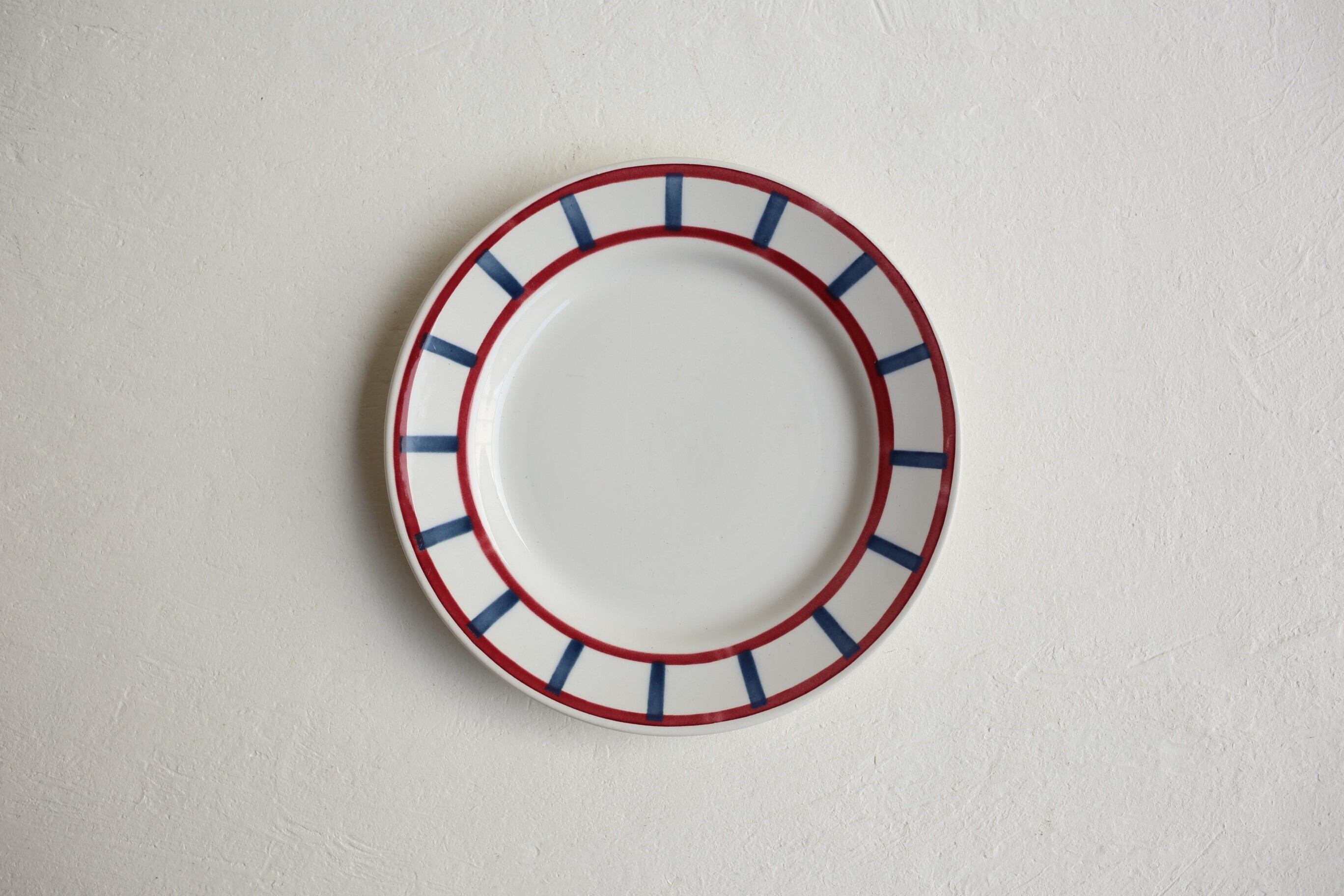 フランス アンティーク ヴィンテージ Badonviller バスク柄 ケーキ皿 18.2cm N-03456b