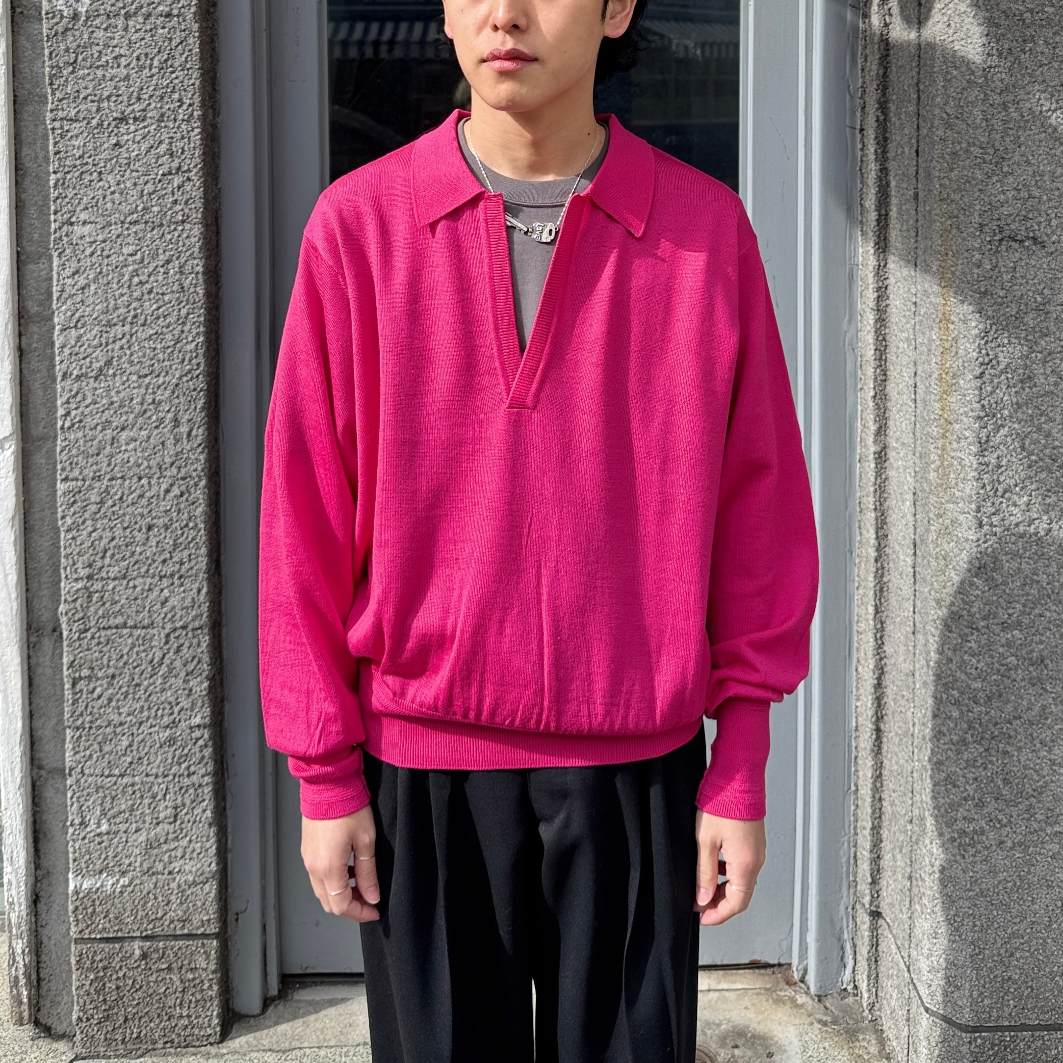 SUGARHILL / WOOL KNIT POLO / PINK | ふぁいん