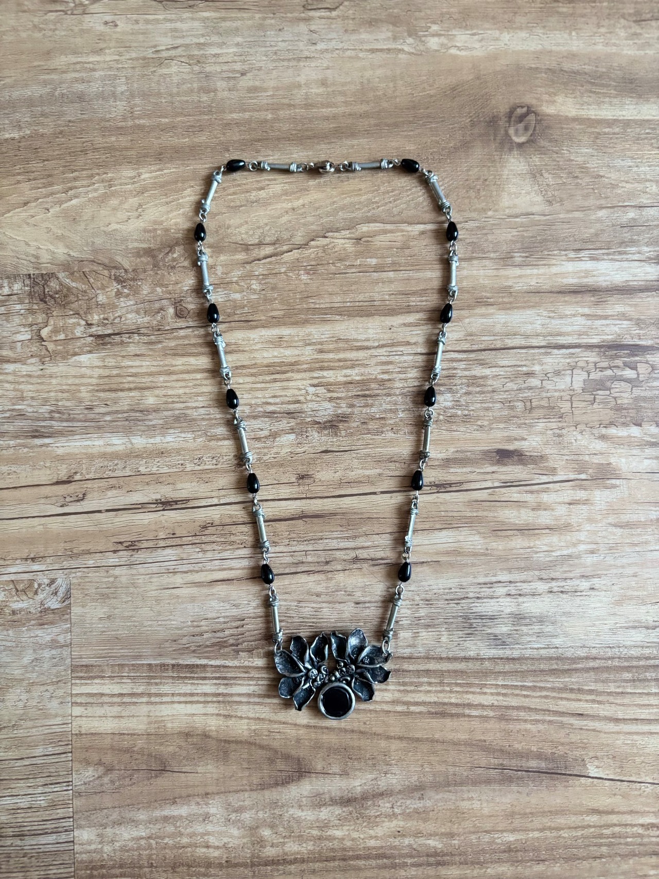 gothic floral statement necklace-5312-7