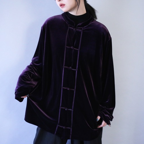 loose over silhouette violet china velours shirt