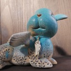 翼の葉影うさぎと小鳥 no.47 turquoise
