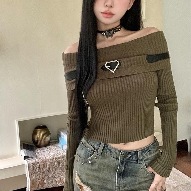 【最終値下げ！】d.i.a. ダイヤ ショート丈 オフショル トップス 3カラー ニット ベルト付き オフショルダー ショート丈