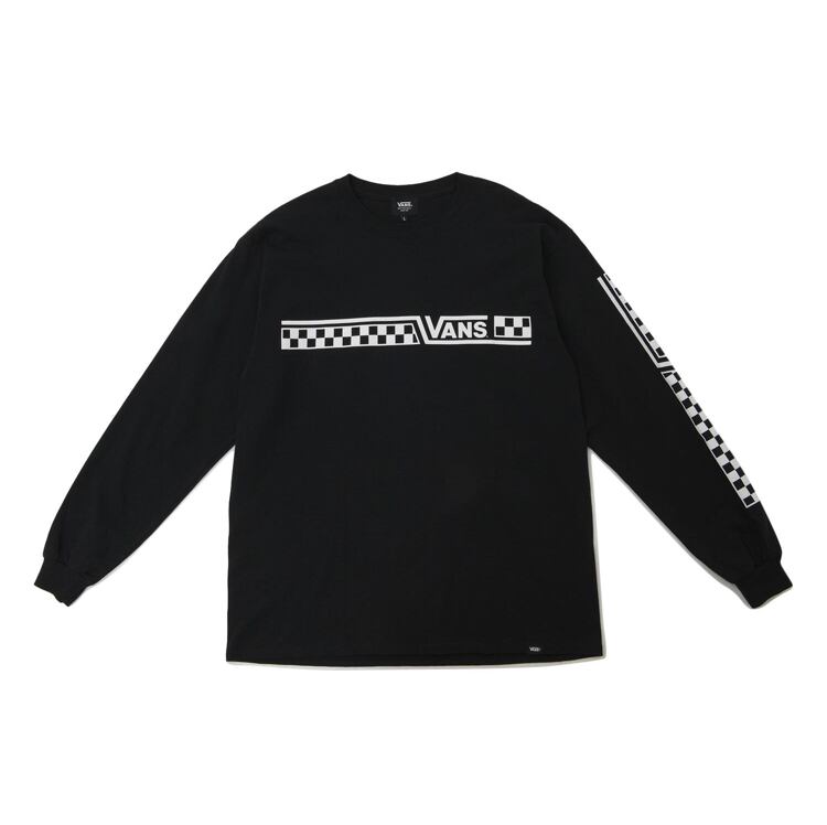 VANS (バンズ) M VANS CHECKER LINE L/STEE ロンT 長袖Tシャツ ブラック 121R1020800
