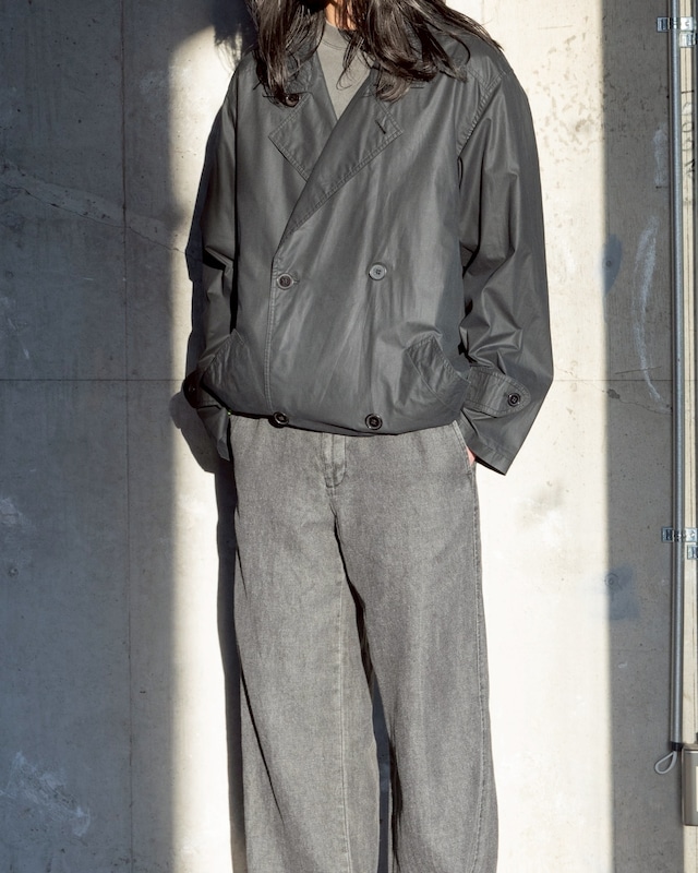 double breasted wide jacket / poly cotton shell / umbrella yoke / From PORTUGAL