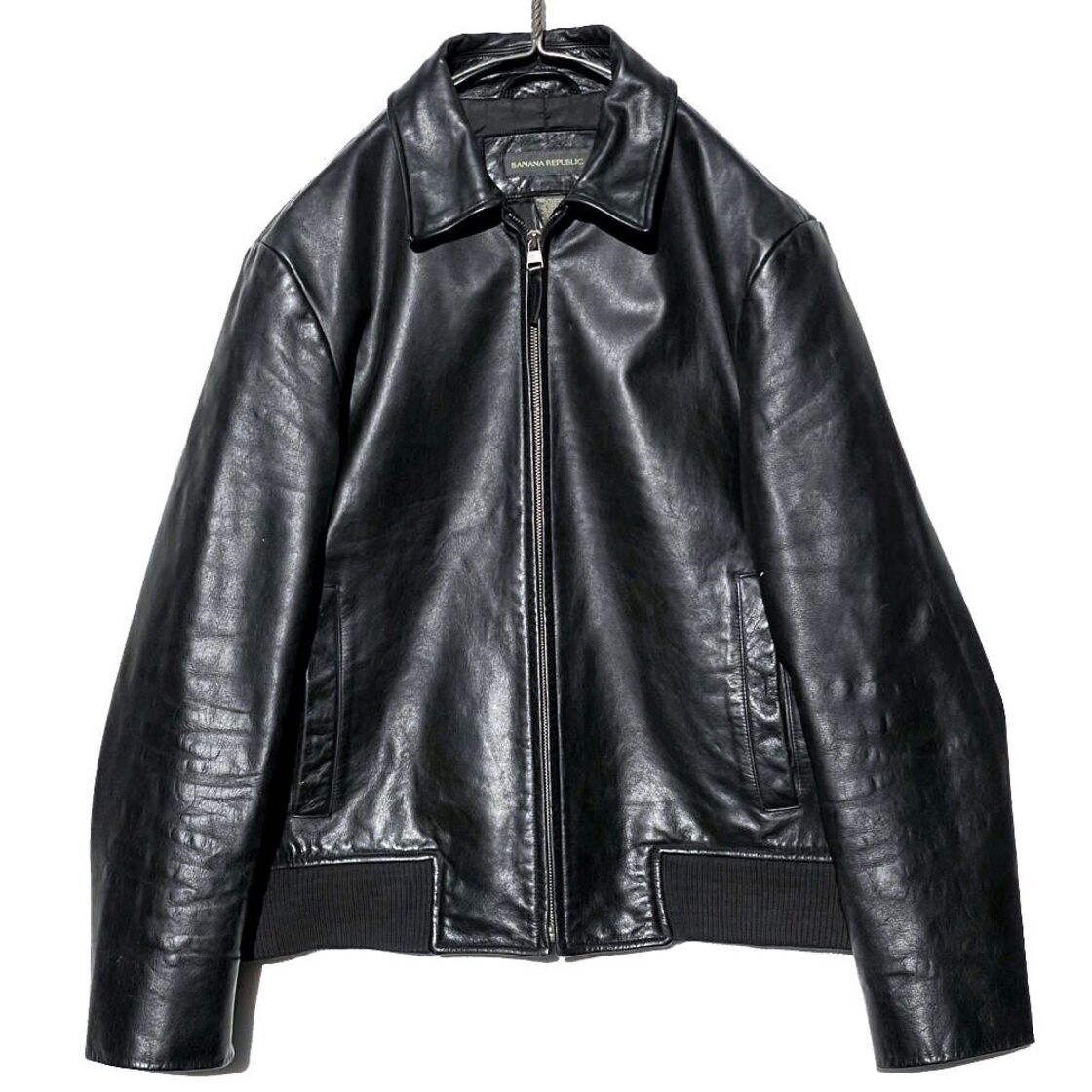 BANANA REPUBLIC] Vintage single zip up leather jacket [1990s 