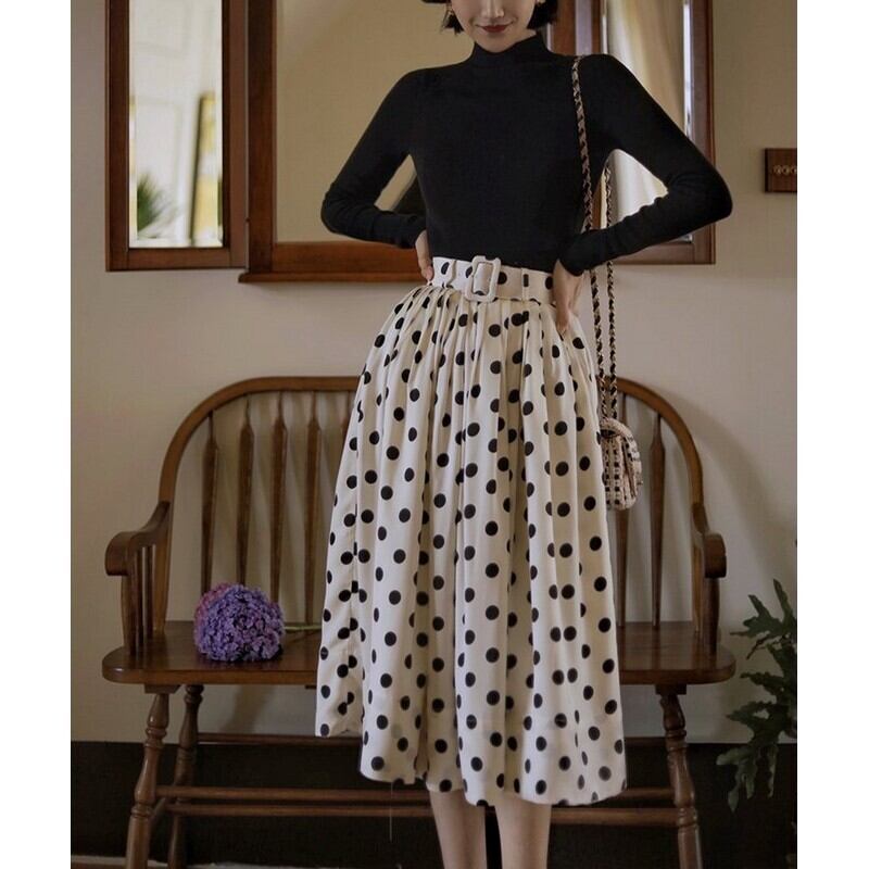 サテン水玉スカート | Kohane
