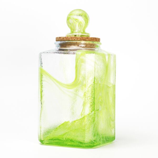 コルク栓つき 大きなガラスの入れ物 レモンイエロー | Anetto アネット
