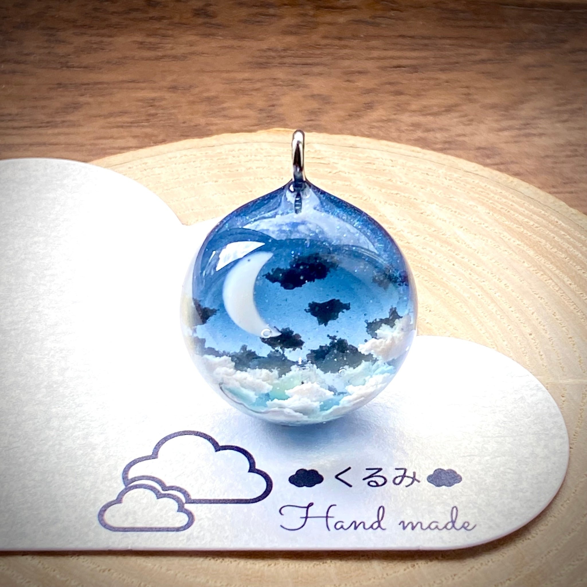 半球の雲レジン 夜空 三日月と天の川 I