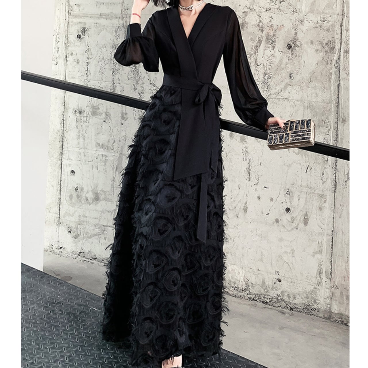 Bell Sleeve Long Onepiece L00390